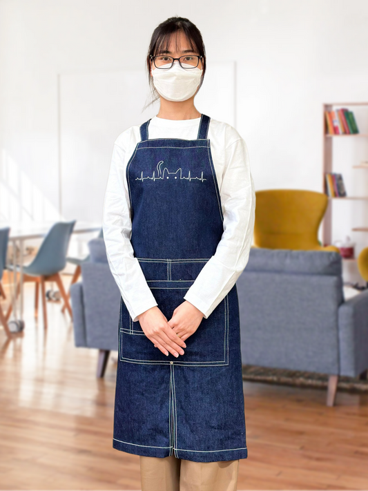 猫エフロン ツイル エプロン ねこ 猫イラスト ハートビート.