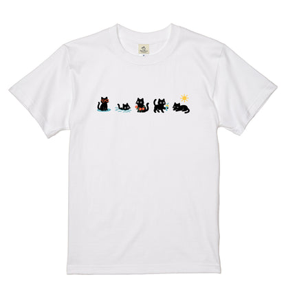サマーバケーション黒猫 Tシャツ ｜ 猫好き・夏・海好きに人気