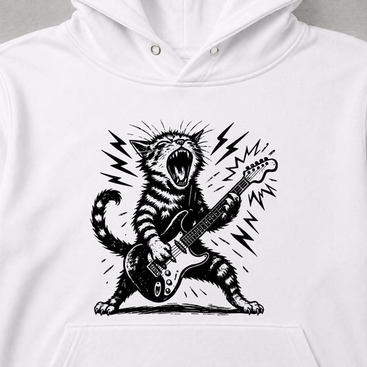 ロック キャット 猫 エレキギター ロッカー パーカー ｜フロントプリント