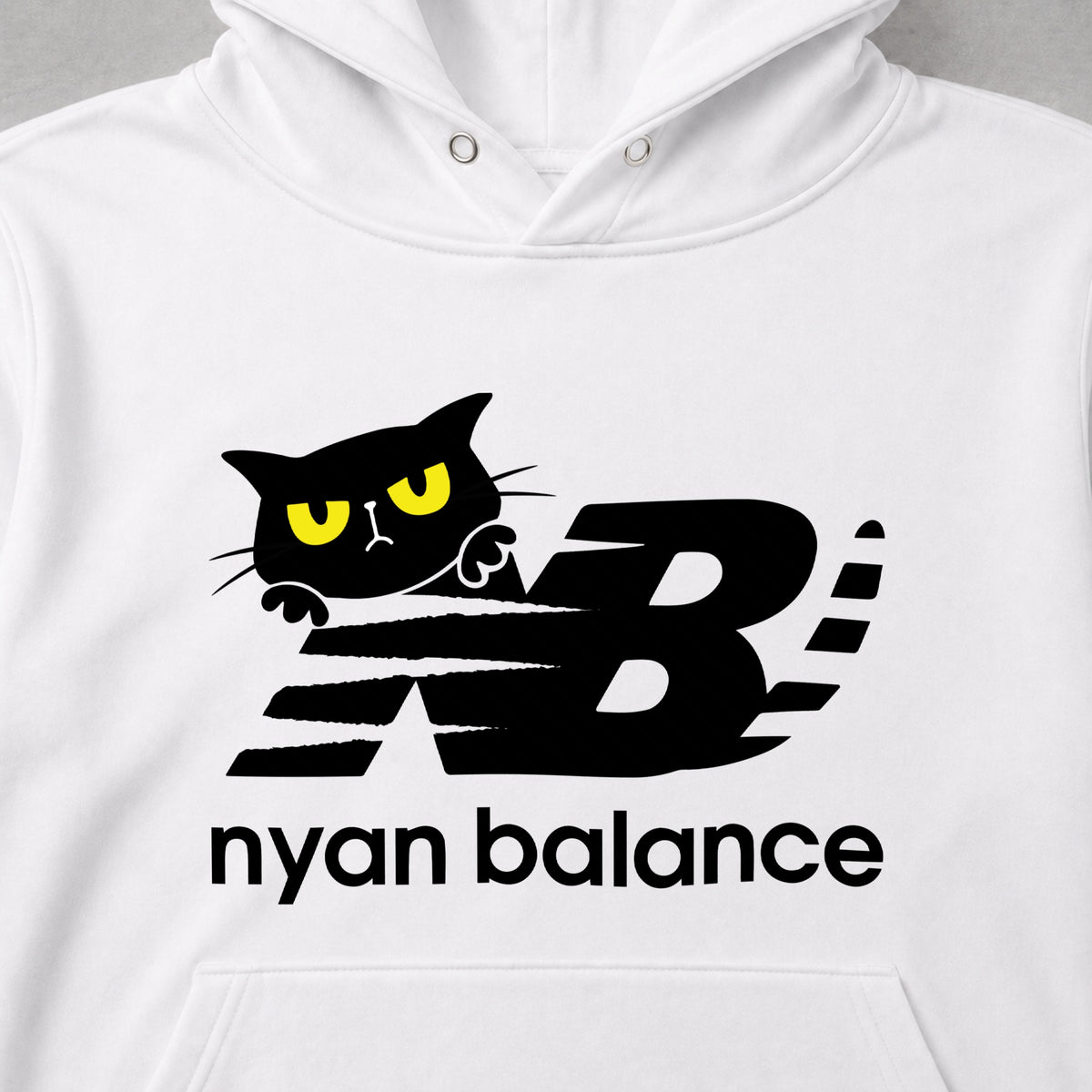 nyan balance 黒猫 パロディ ニューバランス風 おもしろ 猫 パーカー ｜フロントプリント