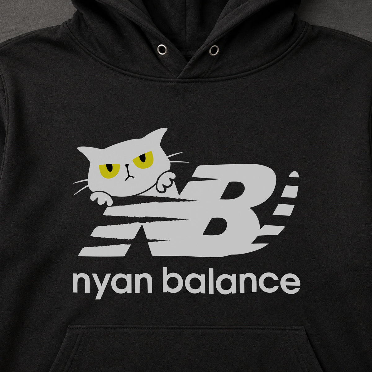 nyan balance 黒猫 パロディ ニューバランス風 おもしろ 猫 パーカー ｜フロントプリント