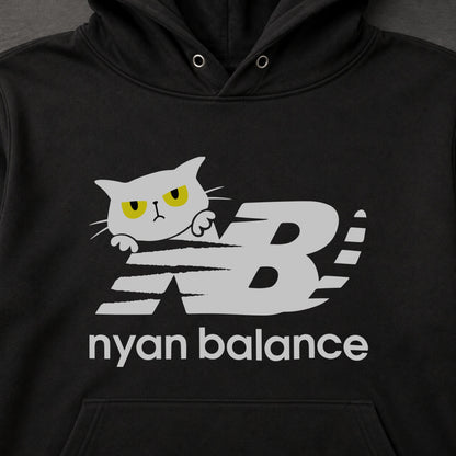 nyan balance 黒猫 パロディ ニューバランス風 おもしろ 猫 パーカー ｜フロントプリント