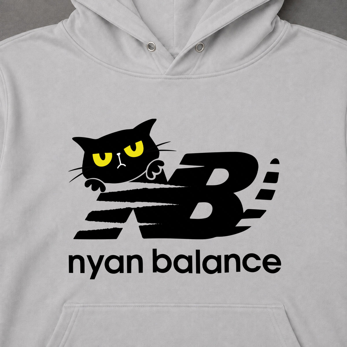 nyan balance 黒猫 パロディ ニューバランス風 おもしろ 猫 パーカー ｜フロントプリント