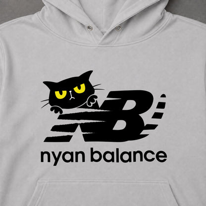 nyan balance 黒猫 パロディ ニューバランス風 おもしろ 猫 パーカー ｜フロントプリント