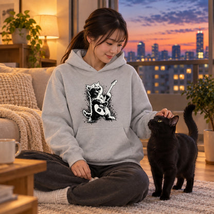 ロック 子猫 エレキギター ギター キッズ ロッカー パーカー ｜フロントプリント