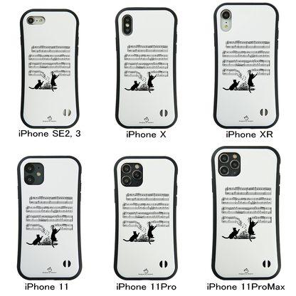 ケース ねこ 猫イラスト猫猫音符  スマホ ケース iPhone8, SE2, SE3 ~ ケースiPhone17シリーズ