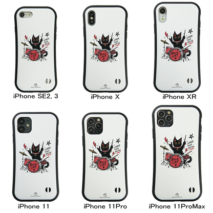 ケース ねこ 猫イラストロック猫 ドラム スマホ ケース iPhone8, SE2, SE3 ~ ケースiPhone17シリーズ