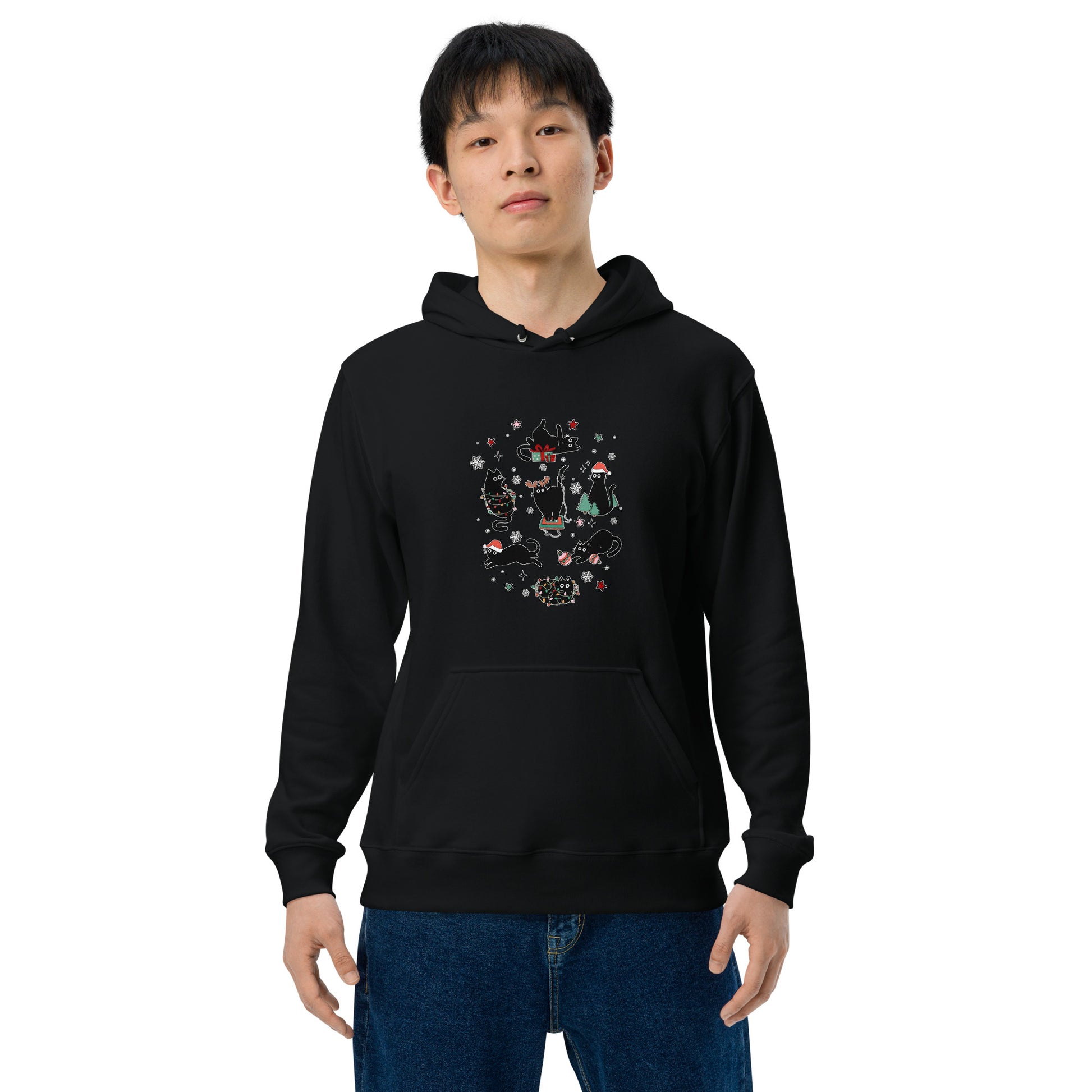 【クリスマス限定商品】猫 パーカー ねこ かわいい 猫イラスト 猫クリスマス.