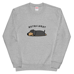 犬 トレーナー いぬ かわいい 犬イラスト ダックスフント犬 来月下旬から本気出す.
