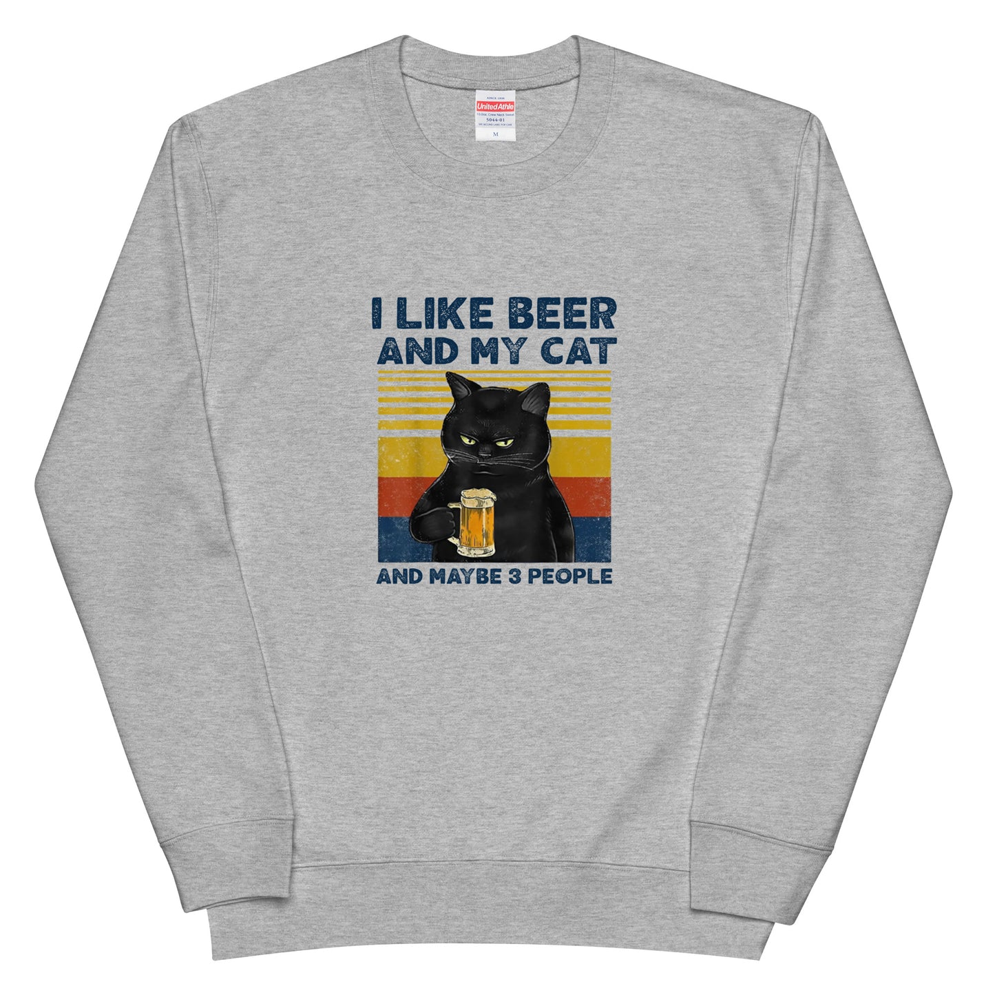 「I LIKE BEER AND MY CAT 」誕生日プレゼントにも最適！居酒屋・飲み会で話題の面白トレーナー｜日本酒・ビール・焼酎・ウイスキー好きにおすすめ