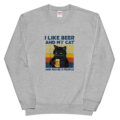 「I LIKE BEER AND MY CAT 」誕生日プレゼントにも最適！居酒屋・飲み会で話題の面白トレーナー｜日本酒・ビール・焼酎・ウイスキー好きにおすすめ
