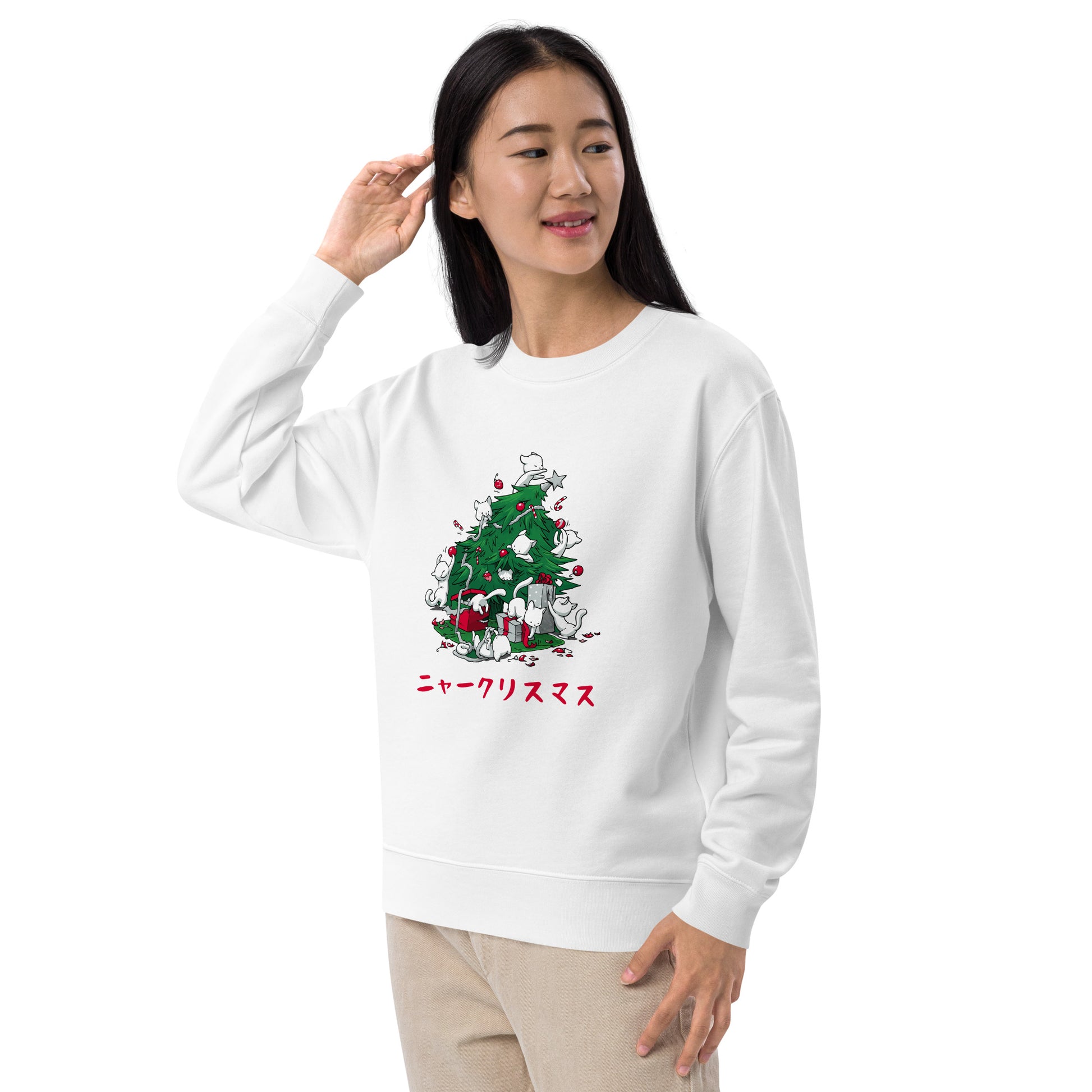 【クリスマス限定商品】猫 トレーナー ねこ かわいい 猫イラスト 猫クリスマス.