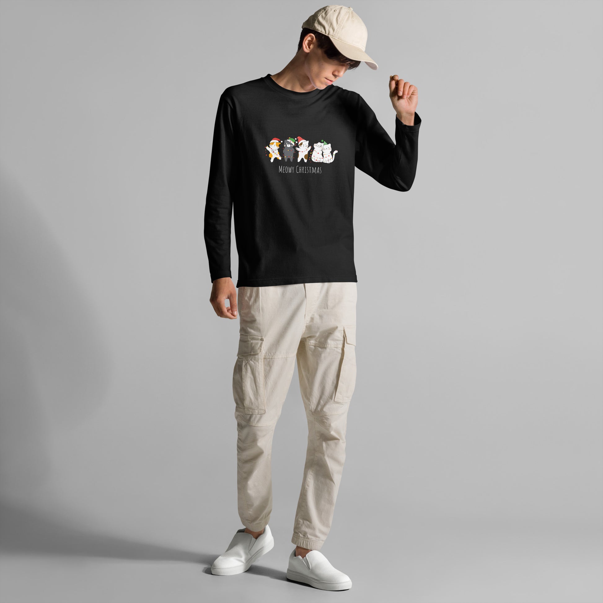 【クリスマス限定商品】猫 ロン t 猫 長袖 t シャツ ねこ 猫イラスト 猫クリスマス.