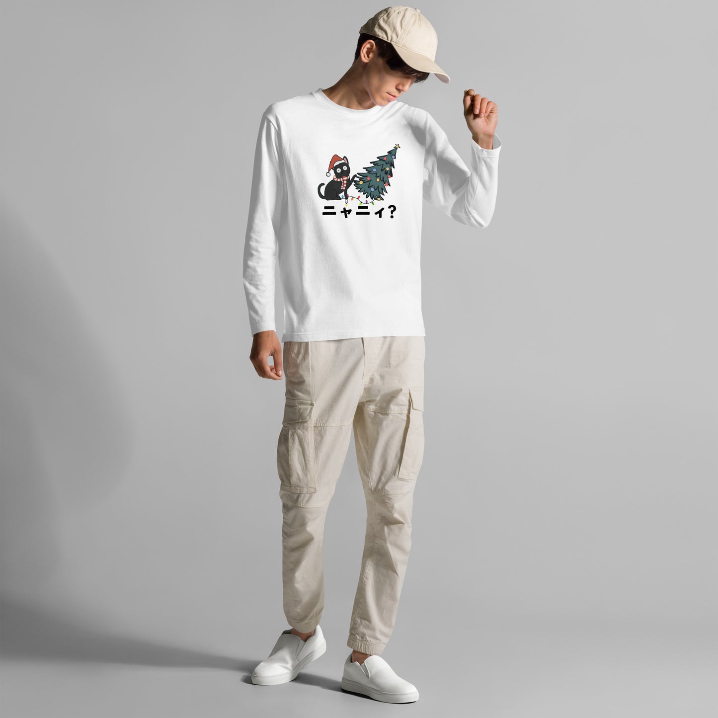 【クリスマス限定商品】猫 ロン t 猫 長袖 t シャツ ねこ 猫イラスト ニャーニー？.