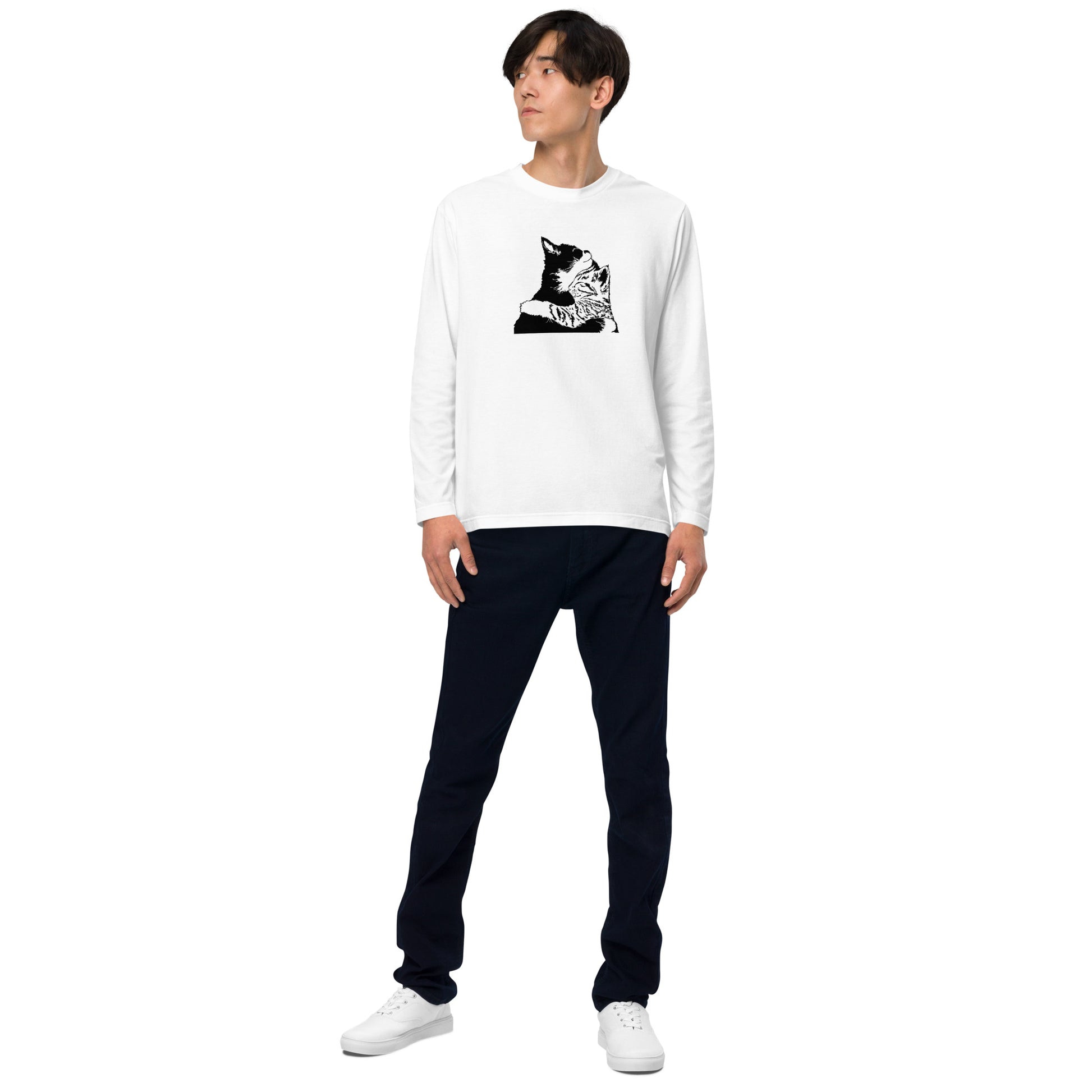【バレンタイン限定】猫 ロン t 猫 長袖 t シャツ ねこ 猫イラスト 可愛い猫.