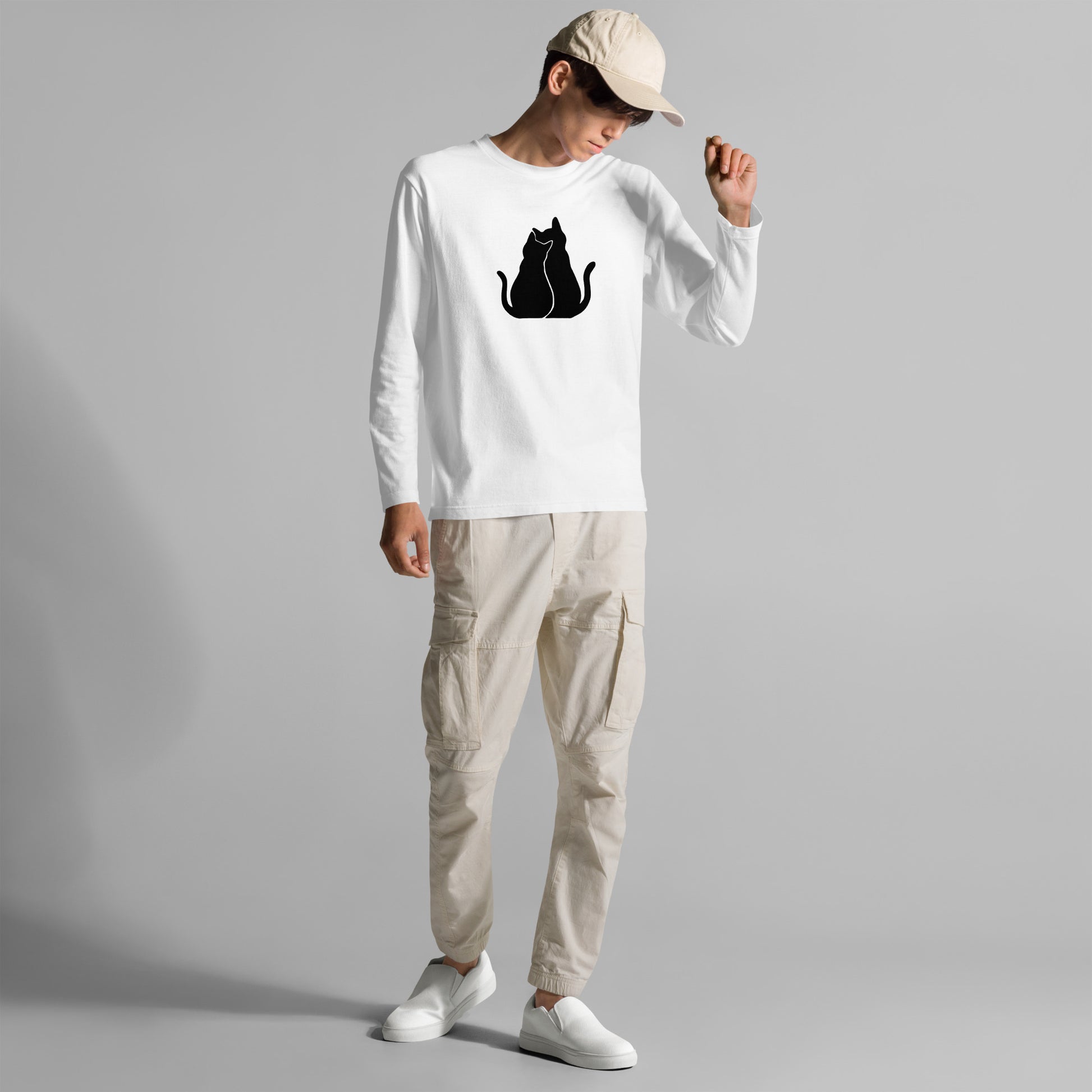 【バレンタイン限定】猫 ロン t 猫 長袖 t シャツ ねこ 猫イラスト.
