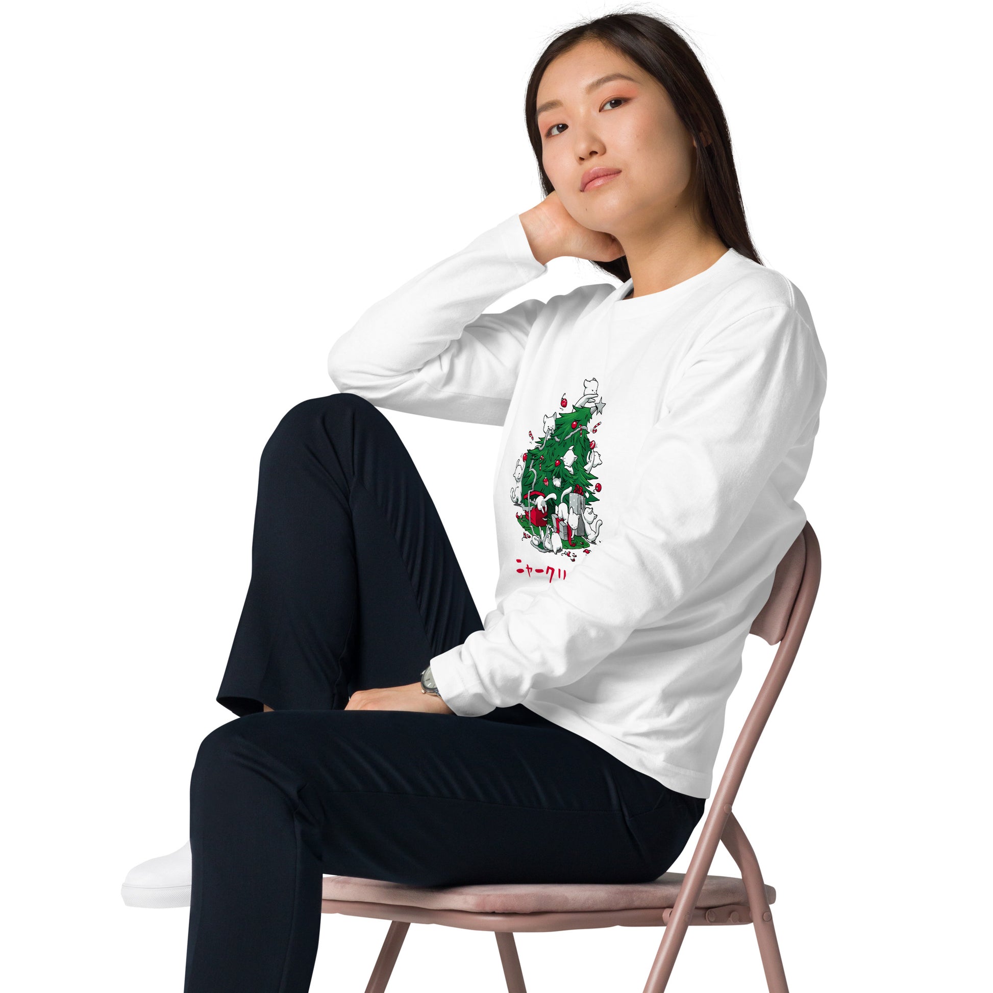 【クリスマス限定商品】猫 ロン t 猫 長袖 t シャツ ねこ 猫イラストニャークリスマス.