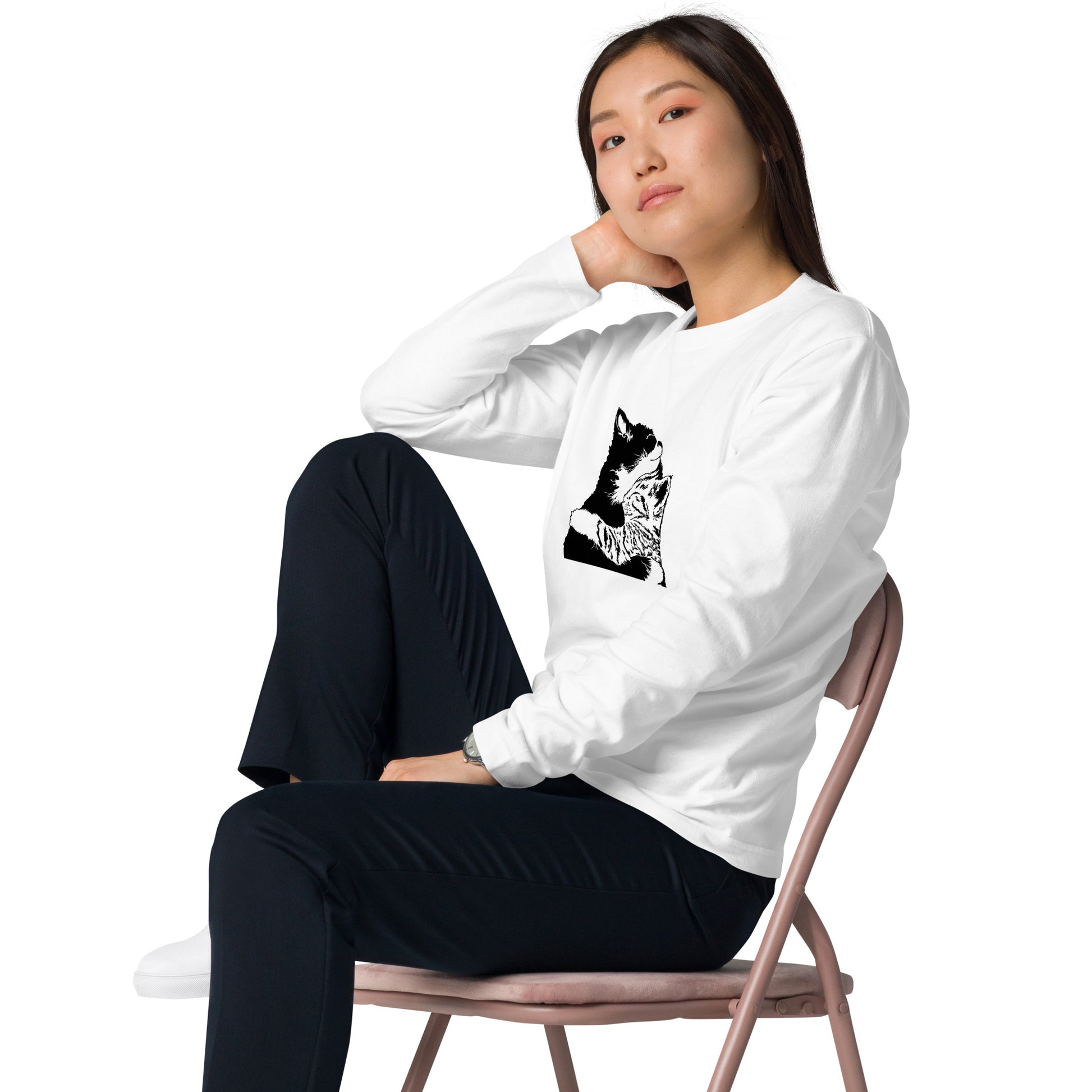 【バレンタイン限定】猫 ロン t 猫 長袖 t シャツ ねこ 猫イラスト 可愛い猫.