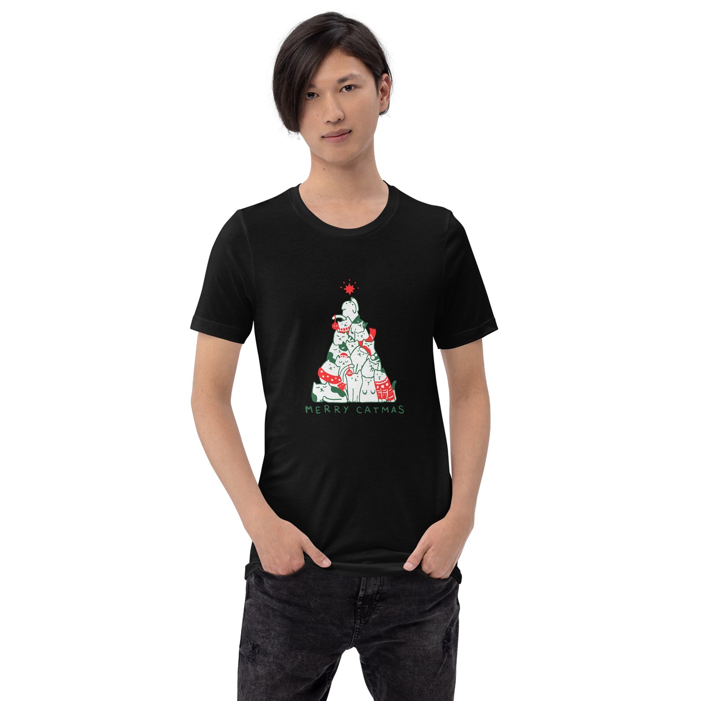 【クリスマス限定商品】猫tシャツ ねこ 猫イラスト 猫クリスマス.