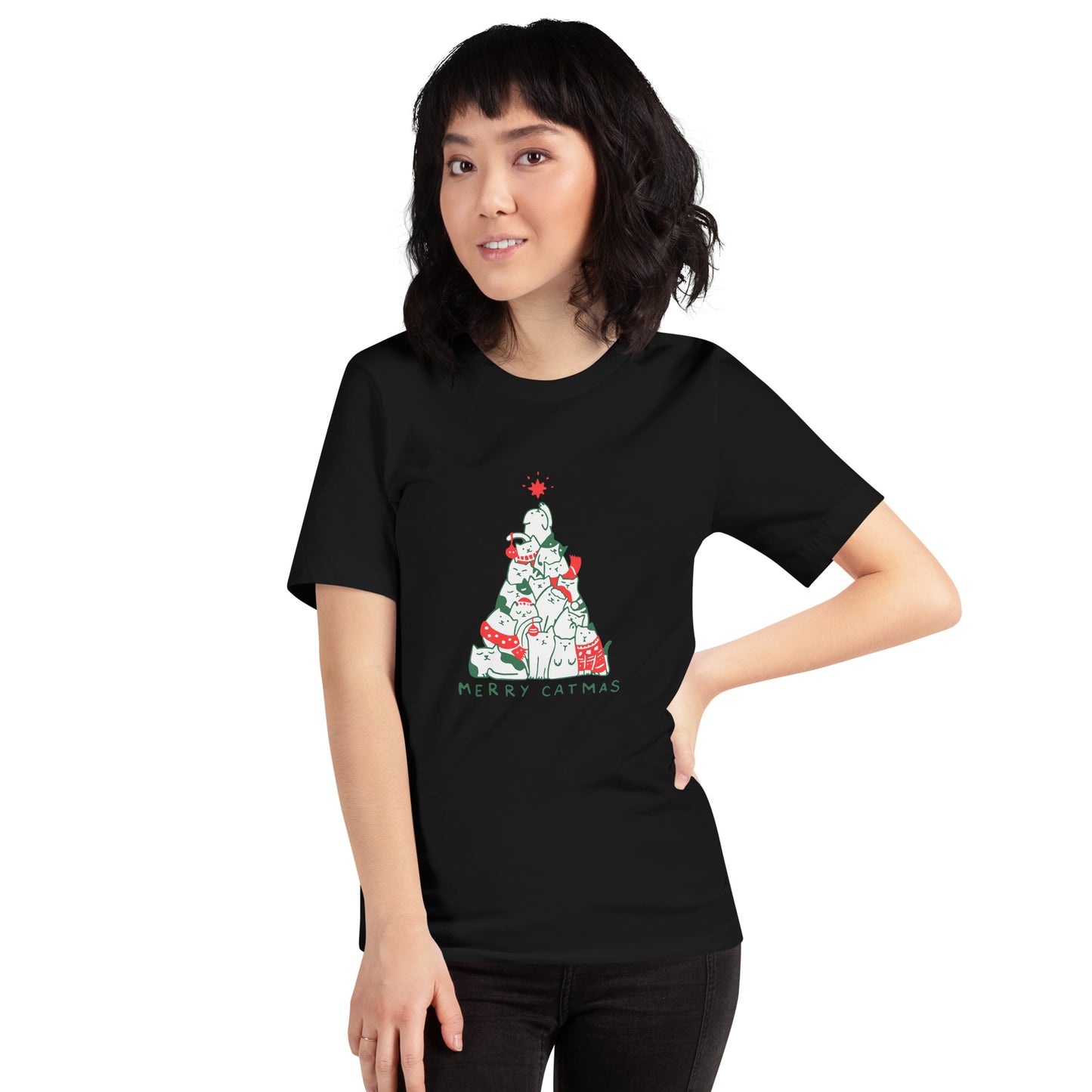 【クリスマス限定商品】猫tシャツ ねこ 猫イラスト 猫クリスマス.