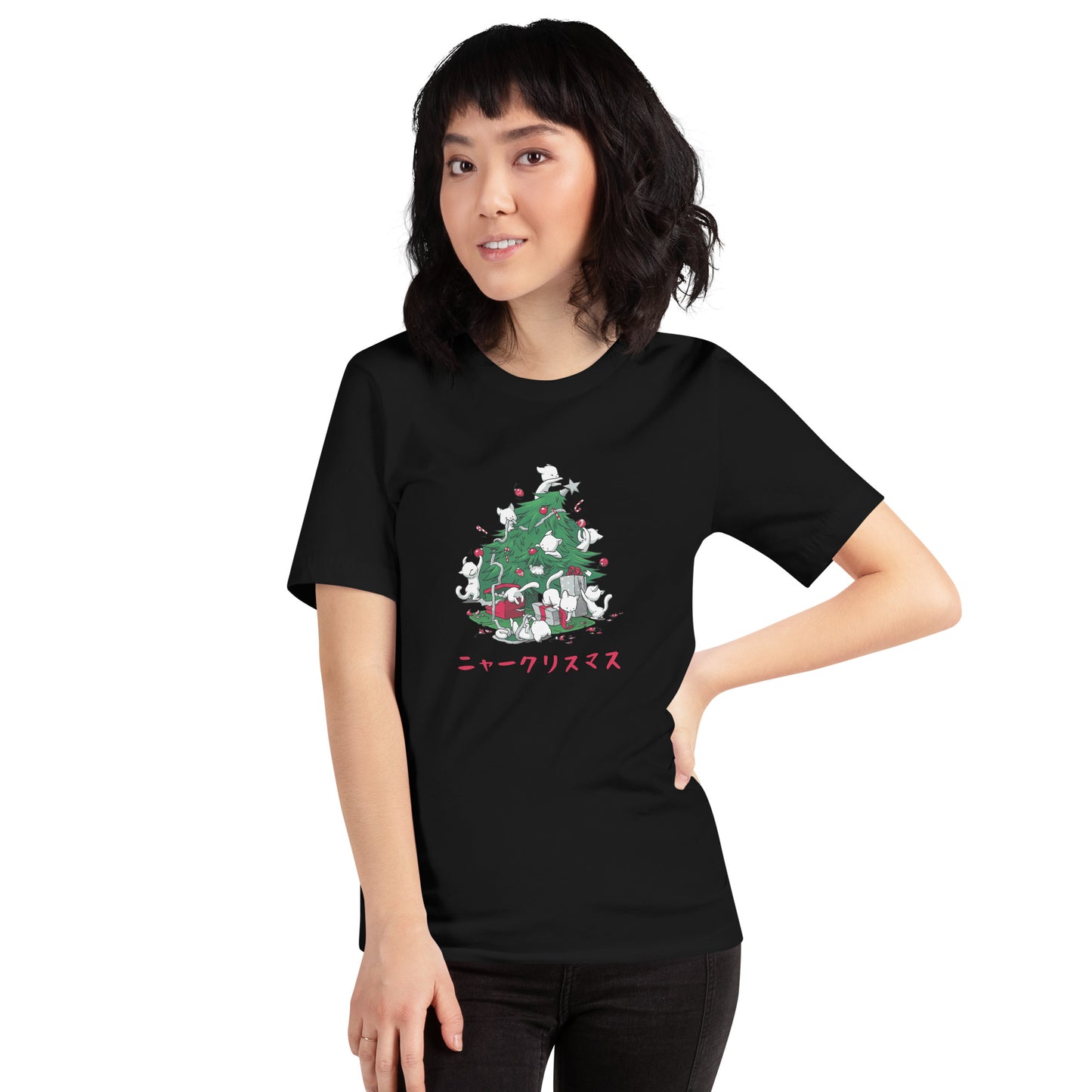 【クリスマス限定商品】猫tシャツ ねこ 猫イラスト 猫クリスマス.