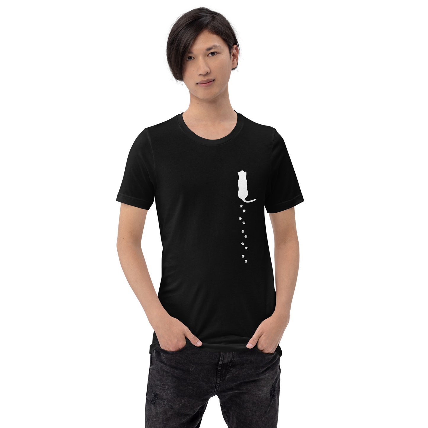 猫tシャツ ねこ 猫イラスト 猫の足跡｜アダルト&キッズサイズ.
