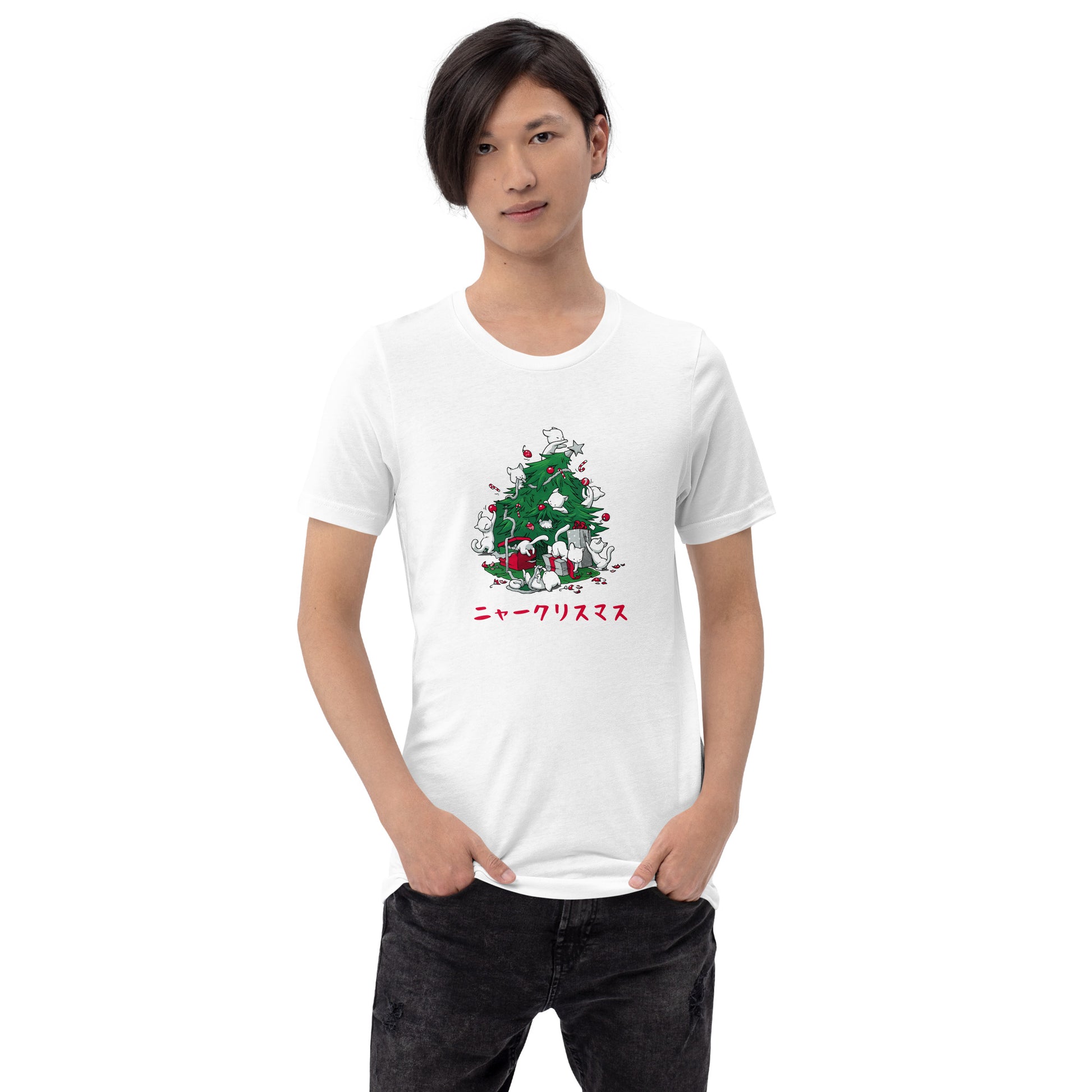 【クリスマス限定商品】猫tシャツ ねこ 猫イラスト 猫クリスマス.