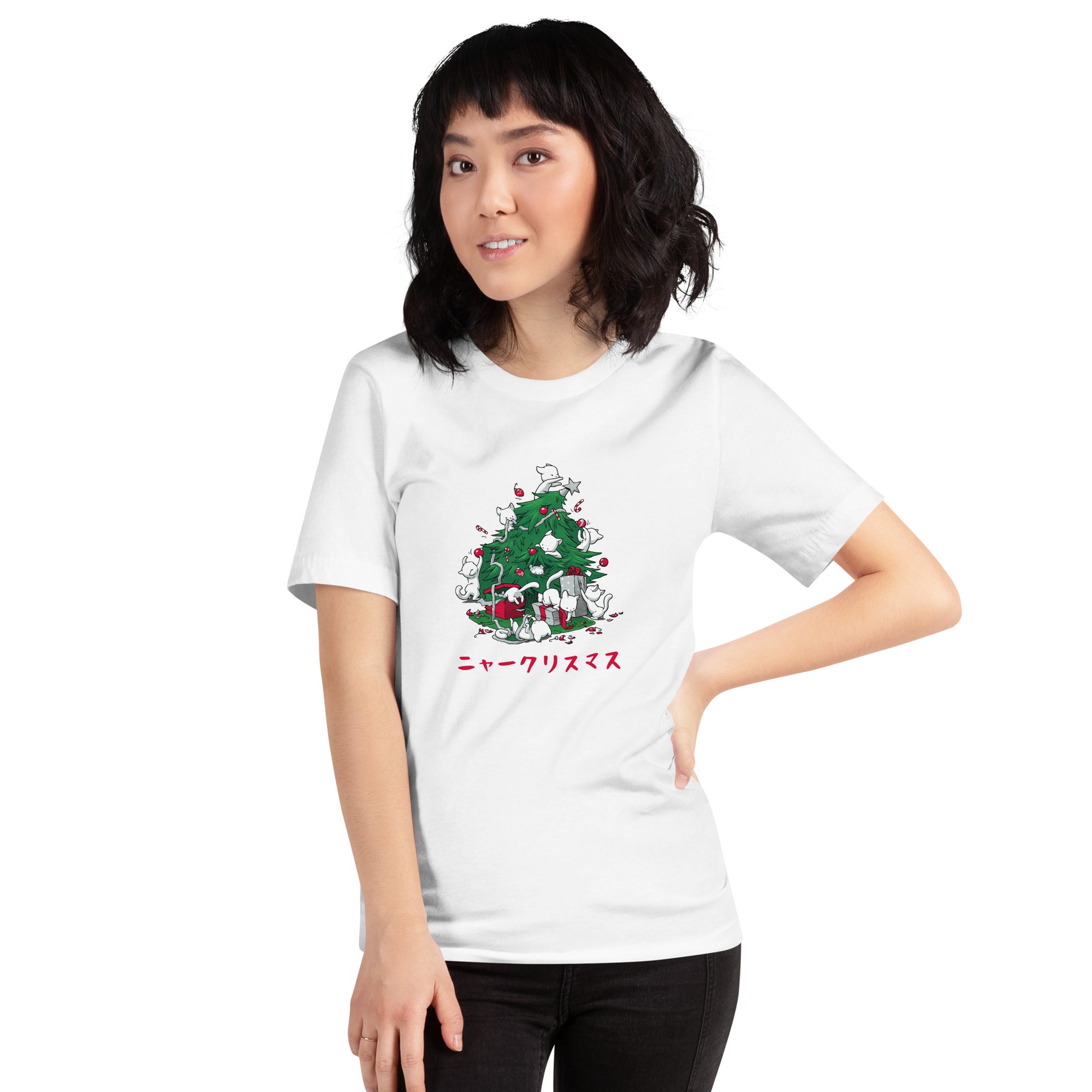 【クリスマス限定商品】猫tシャツ ねこ 猫イラスト 猫クリスマス.