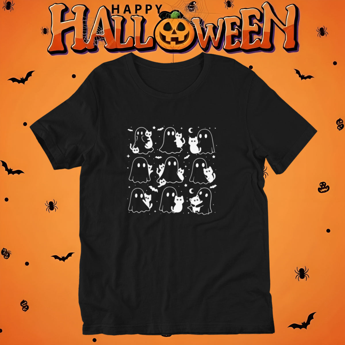猫tシャツ ねこ 猫イラスト おもしろ tシャツ かわいい ハロウィン｜アダルト&キッズサイズ