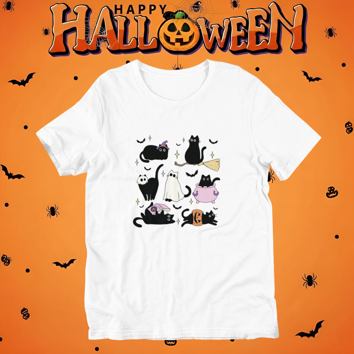 猫tシャツ ねこ 猫イラスト おもしろ tシャツ かわいい ハロウィン｜アダルト&キッズサイズ