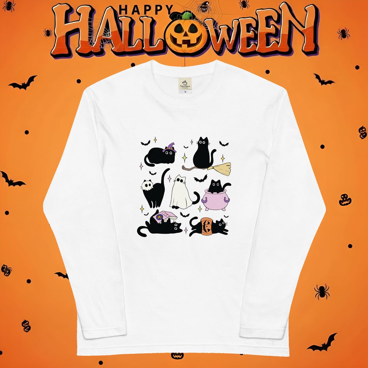 猫 ロン t 猫 長袖 t シャツ ねこ 猫イラスト ハロウィン