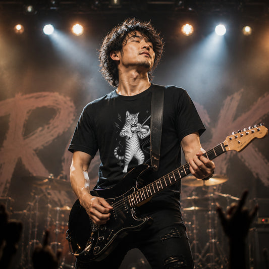バイオリンキャット | 猫 バイオリン 演奏 イラスト Tシャツ【猫好き・バイオリニスト・クラシック・誕生日ギフトに最適】