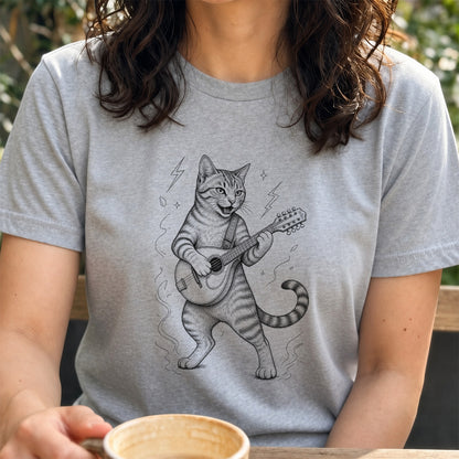 バイオリンキャット | 猫 バイオリン 演奏 イラスト Tシャツ【猫好き・バイオリニスト・クラシック・誕生日ギフトに最適】