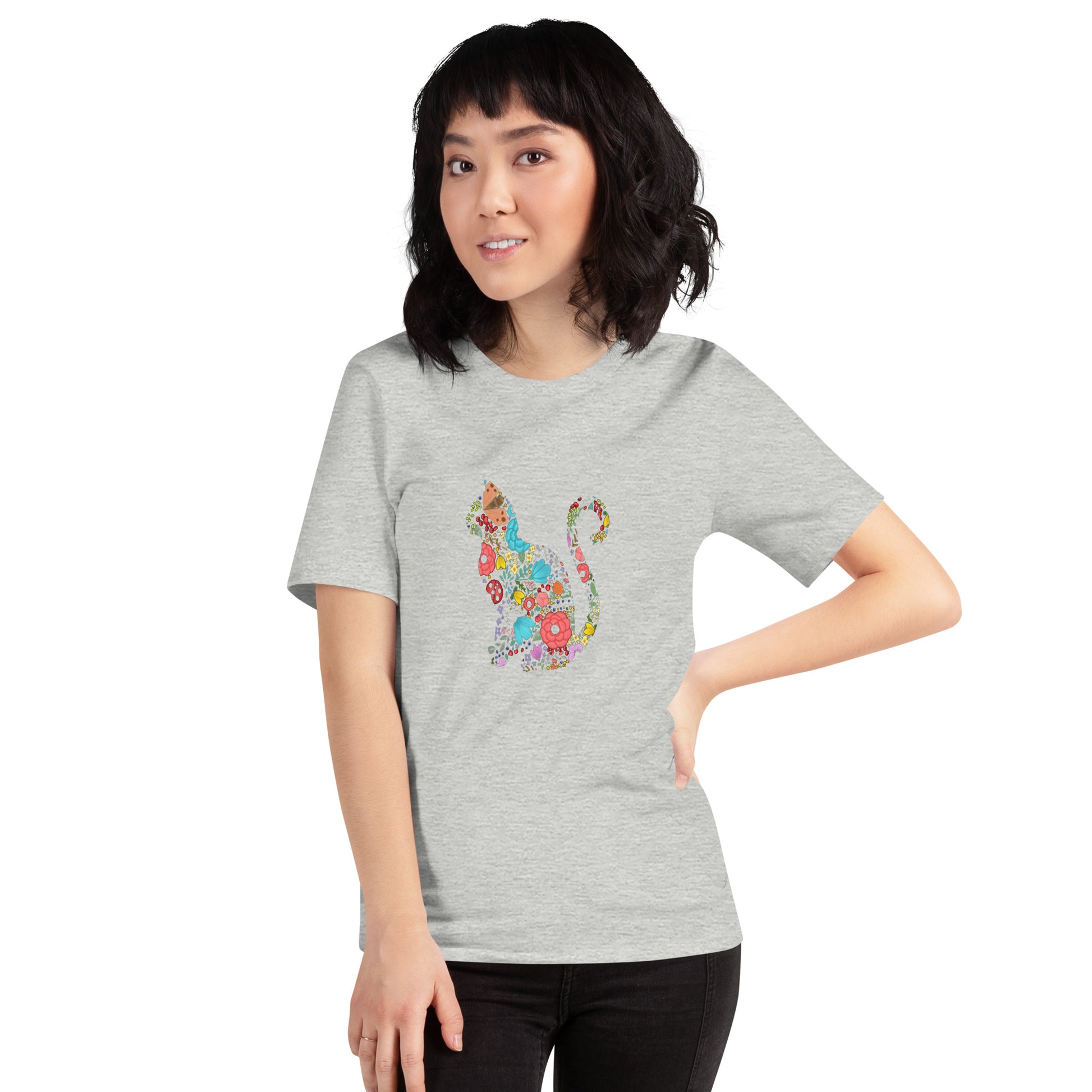 猫tシャツ ねこ 猫イラスト FLOWER CAT｜アダルト&キッズサイズ.