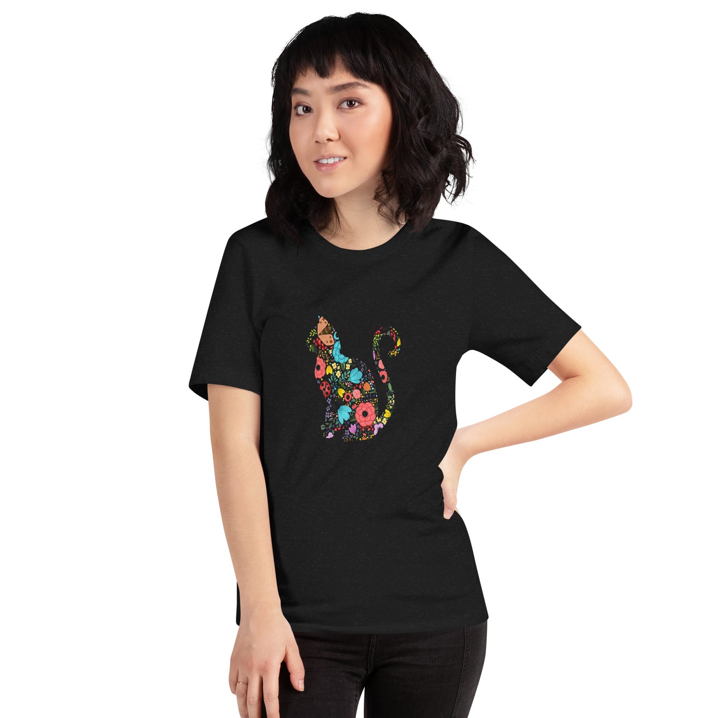 猫tシャツ ねこ 猫イラスト FLOWER CAT｜アダルト&キッズサイズ.